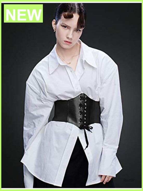 Wide Lace-up Corset Belt for Women PU Leather Velcro Closure main image 7